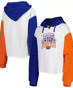 Girls Youth White/Royal Florida Gators Color Run Fleece Pullover Hoodie