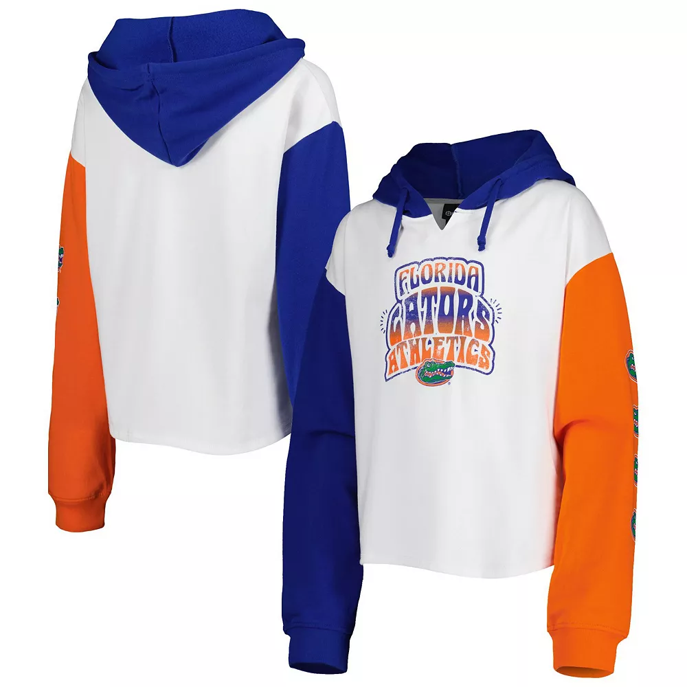 Girls Youth White/Royal Florida Gators Color Run Fleece Pullover Hoodie 2 Girls Youth White/Royal Florida Gators Color Run Fleece Pullover Hoodie - Image 2
