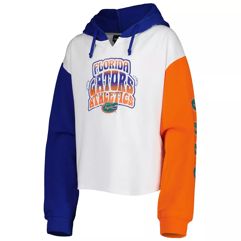 Girls Youth White/Royal Florida Gators Color Run Fleece Pullover Hoodie 3 Girls Youth White/Royal Florida Gators Color Run Fleece Pullover Hoodie - Image 3