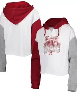 Girls Youth White/Crimson Alabama Crimson Tide Color Run Fleece Pullover Hoodie