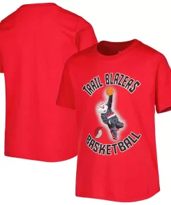 Youth Red Portland Trail Blazers Mascot Show T-Shirt