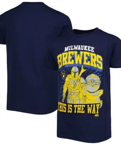 Youth Navy Milwaukee Brewers Star Wars This is the Way T-Shirt