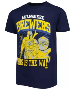 Youth Navy Milwaukee Brewers Star Wars This is the Way T-Shirt -MLB Shop 5938186 ALT2