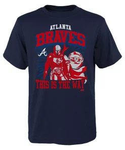 Youth Navy Atlanta Braves Star Wars This is the Way T-Shirt