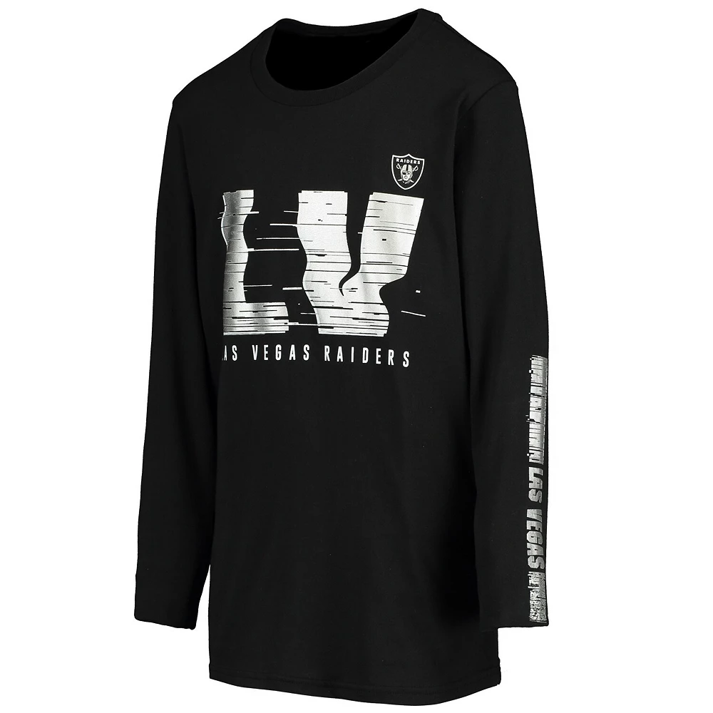 Youth Black Las Vegas Raiders Electric Abbreviation Long Sleeve T-Shirt 3 Youth Black Las Vegas Raiders Electric Abbreviation Long Sleeve T-Shirt - Image 3