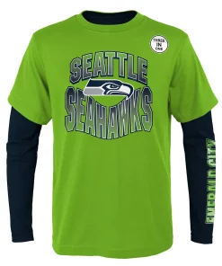 Alternative view of Youth Neon Green/College Navy Seattle Seahawks Game Day T-Shirt Combo Set