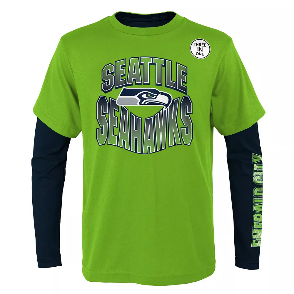 Youth Neon Green/College Navy Seattle Seahawks Game Day T-Shirt Combo Set 2 Youth Neon Green/College Navy Seattle Seahawks Game Day T-Shirt Combo Set - Image 2