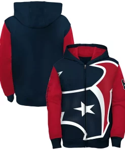 Youth Navy/Red Houston Texans Poster Board Full-Zip Hoodie