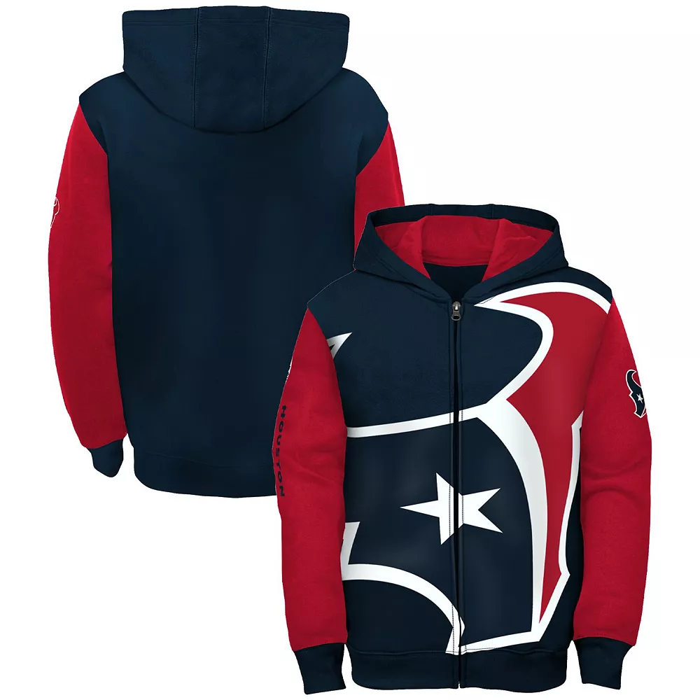 Youth Navy/Red Houston Texans Poster Board Full-Zip Hoodie 2 Youth Navy/Red Houston Texans Poster Board Full-Zip Hoodie - Image 2