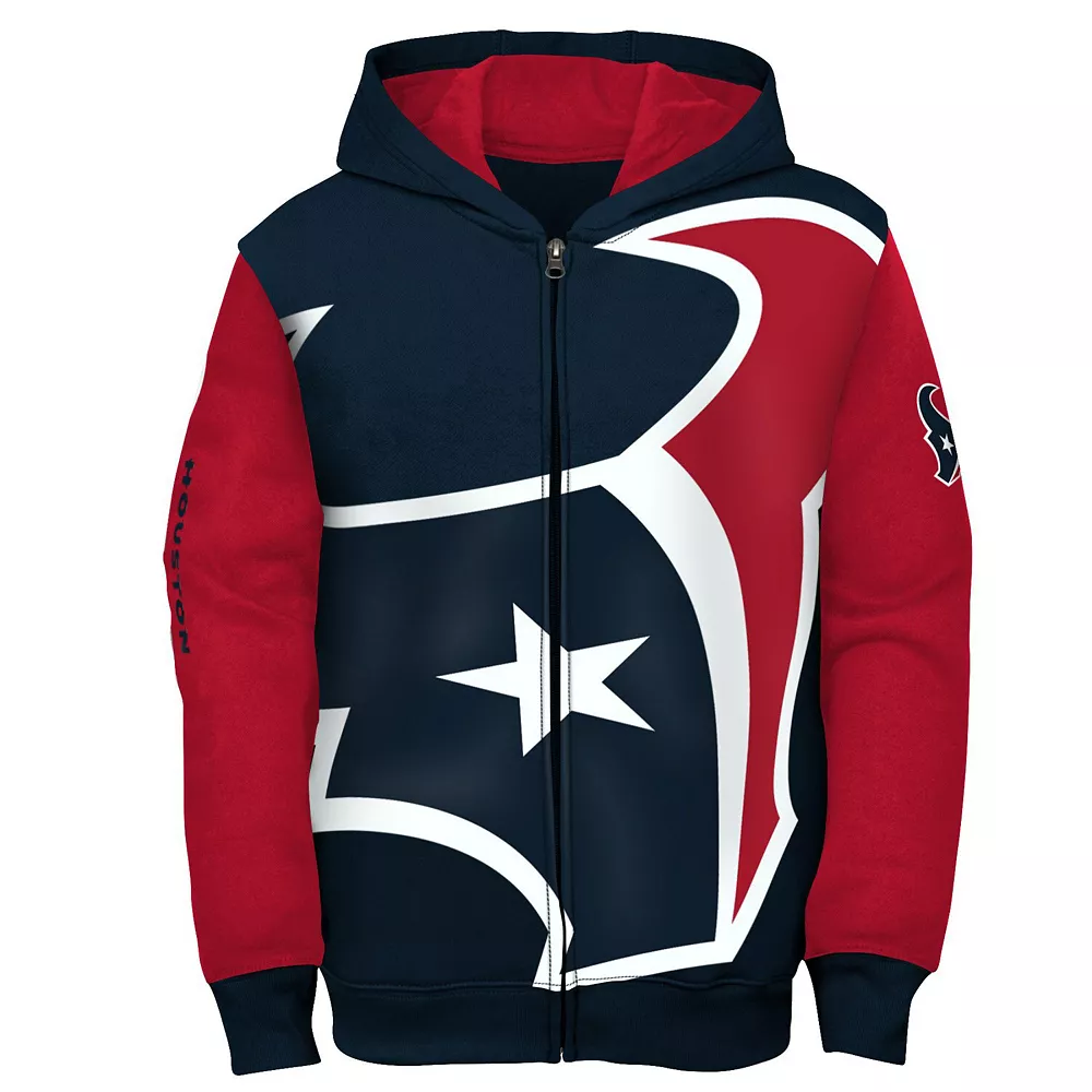 Youth Navy/Red Houston Texans Poster Board Full-Zip Hoodie 3 Youth Navy/Red Houston Texans Poster Board Full-Zip Hoodie - Image 3