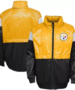 Youth Gold/Black Pittsburgh Steelers Goal Line Stance Full-Zip Hoodie Windbreaker
