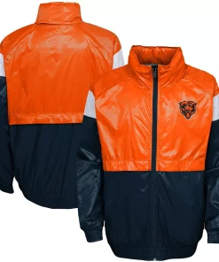 Youth Orange/Navy Chicago Bears Goal Line Stance Full-Zip Hoodie Windbreaker -MLB Shop 5951625 ALT