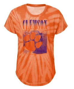 Girls Youth Orange Clemson Tigers In the Band Tie-Dye T-Shirt