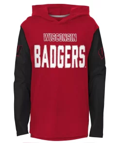 Youth Red Wisconsin Badgers Heritage Hoodie Long Sleeve T-Shirt