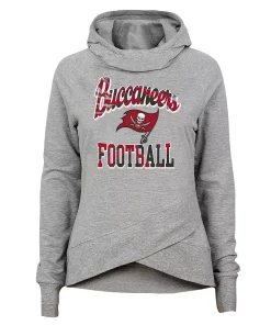 Girls Youth Heathered Gray Tampa Bay Buccaneers Dye Hard Fan Funnel Neck Pullover Hoodie