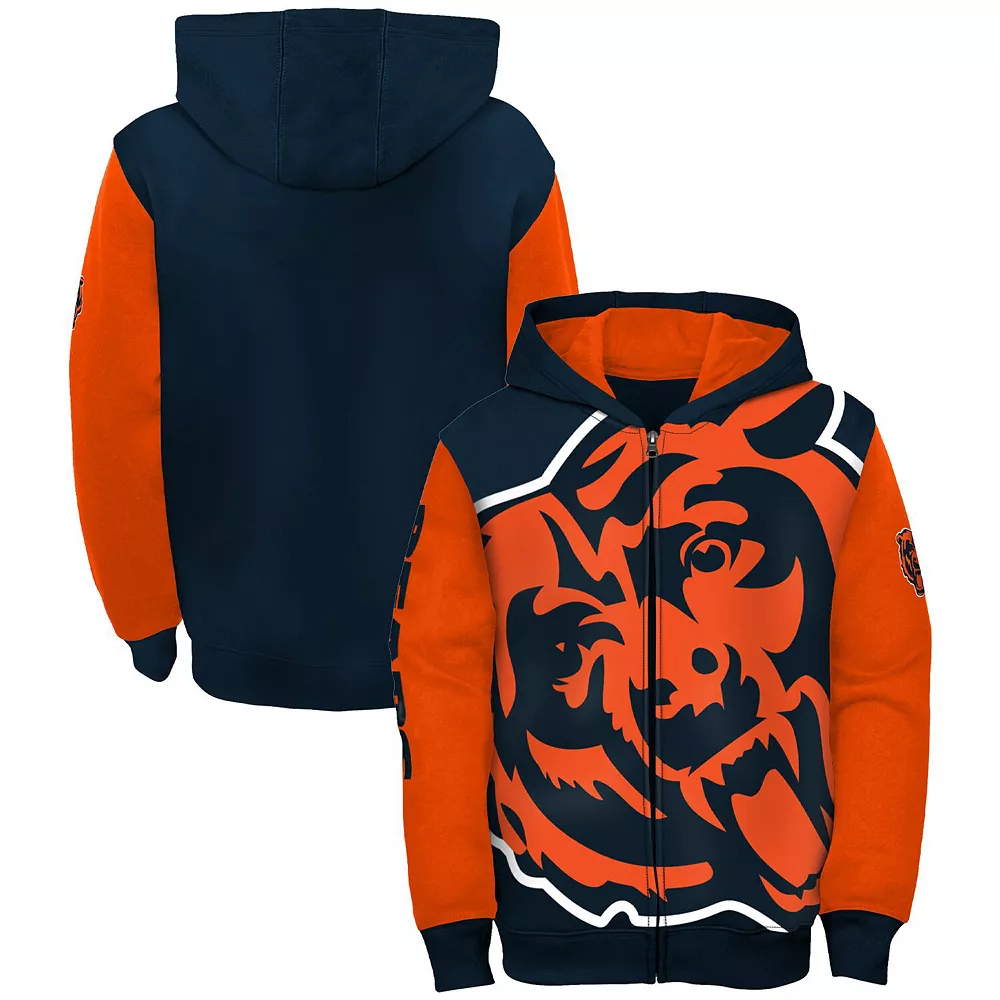Youth Navy/Orange Chicago Bears Poster Board Full-Zip Hoodie 2 Youth Navy/Orange Chicago Bears Poster Board Full-Zip Hoodie - Image 2
