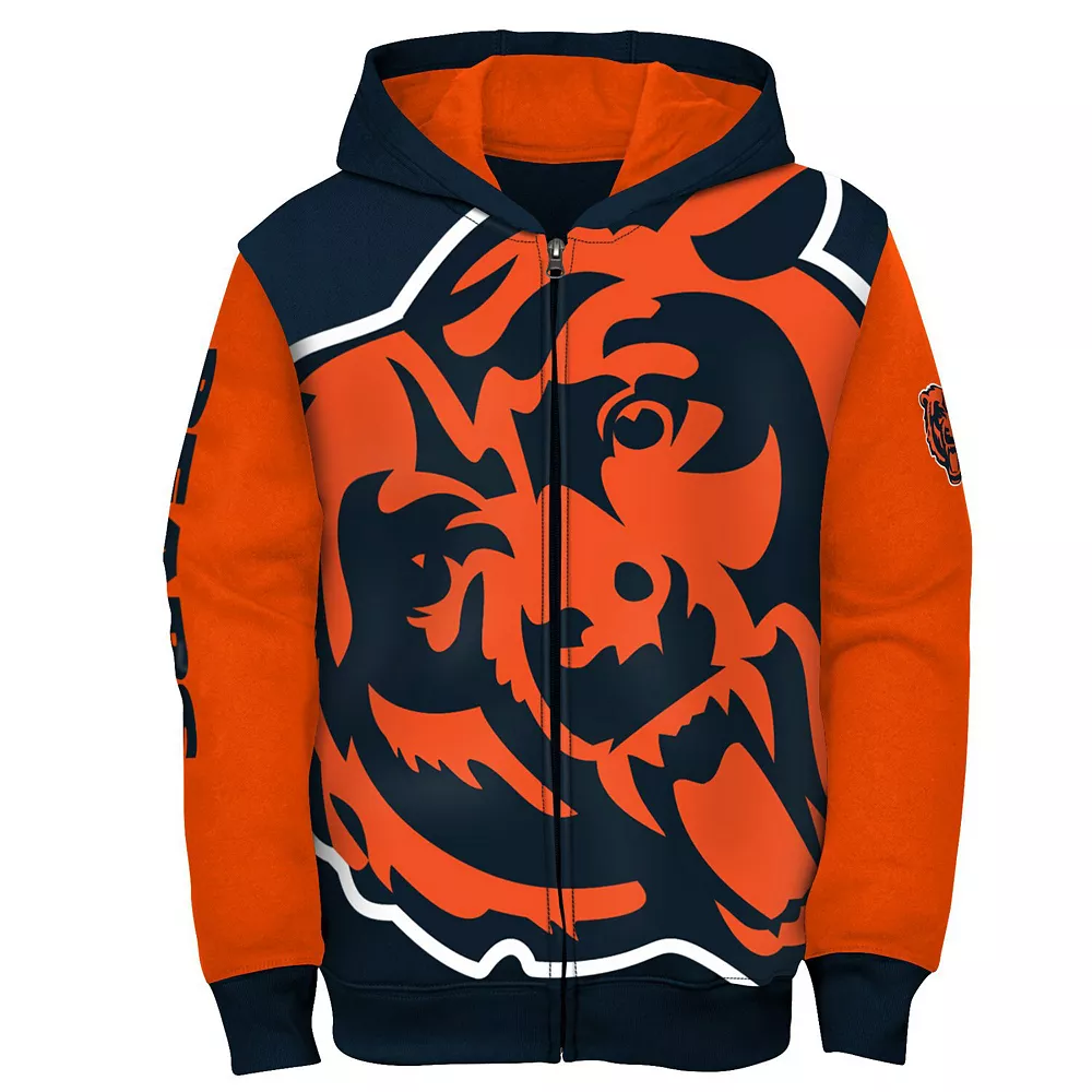 Youth Navy/Orange Chicago Bears Poster Board Full-Zip Hoodie 3 Youth Navy/Orange Chicago Bears Poster Board Full-Zip Hoodie - Image 3