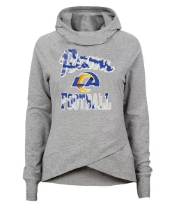 Girls Youth Heathered Gray Los Angeles Rams Dye Hard Fan Funnel Neck Pullover Hoodie