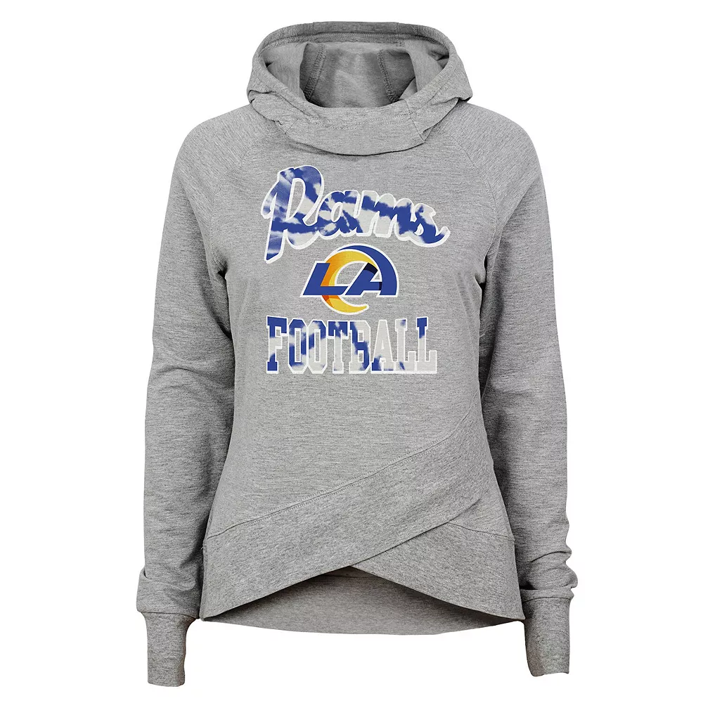 Girls Youth Heathered Gray Los Angeles Rams Dye Hard Fan Funnel Neck Pullover Hoodie 1 Girls Youth Heathered Gray Los Angeles Rams Dye Hard Fan Funnel Neck Pullover Hoodie