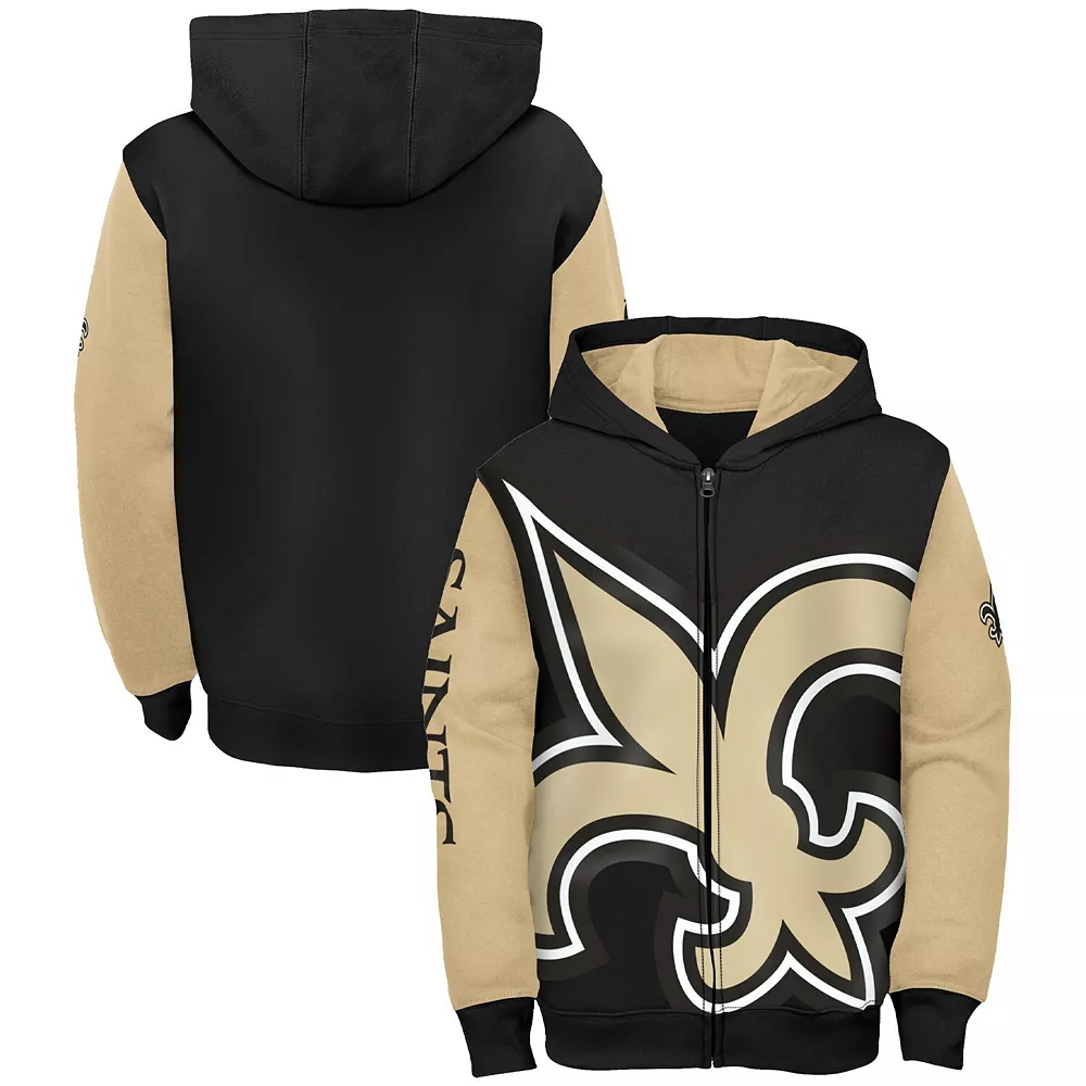 Youth Black/Gold New Orleans Saints Poster Board Full-Zip Hoodie 1 Youth Black/Gold New Orleans Saints Poster Board Full-Zip Hoodie