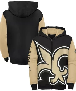 Youth Black/Gold New Orleans Saints Poster Board Full-Zip Hoodie 4 Youth Black/Gold New Orleans Saints Poster Board Full-Zip Hoodie -MLB Shop 5968677 ALT