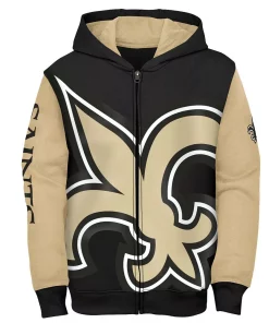 Youth Black/Gold New Orleans Saints Poster Board Full-Zip Hoodie 5 Youth Black/Gold New Orleans Saints Poster Board Full-Zip Hoodie -MLB Shop 5968677 ALT2