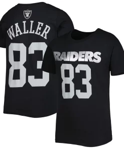 Youth Darren Waller Black Las Vegas Raiders Mainliner Player Name & Number T-Shirt