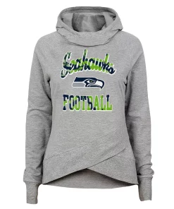 Girls Youth Heathered Gray Seattle Seahawks Dye Hard Fan Funnel Neck Pullover Hoodie