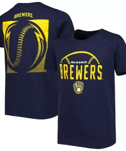 Alternative view of Youth Navy Milwaukee Brewers Blitz Ball T-Shirt