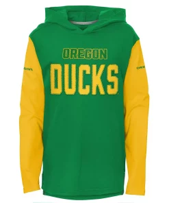 Youth Green Oregon Ducks Heritage Hoodie Long Sleeve T-Shirt