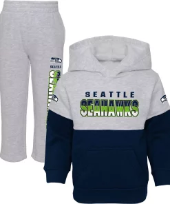 Toddler Heather Gray/College Navy Seattle Seahawks Playmaker Hoodie and Pants Set