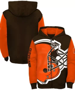 Youth Brown/Orange Cleveland Browns Poster Board Full-Zip Hoodie