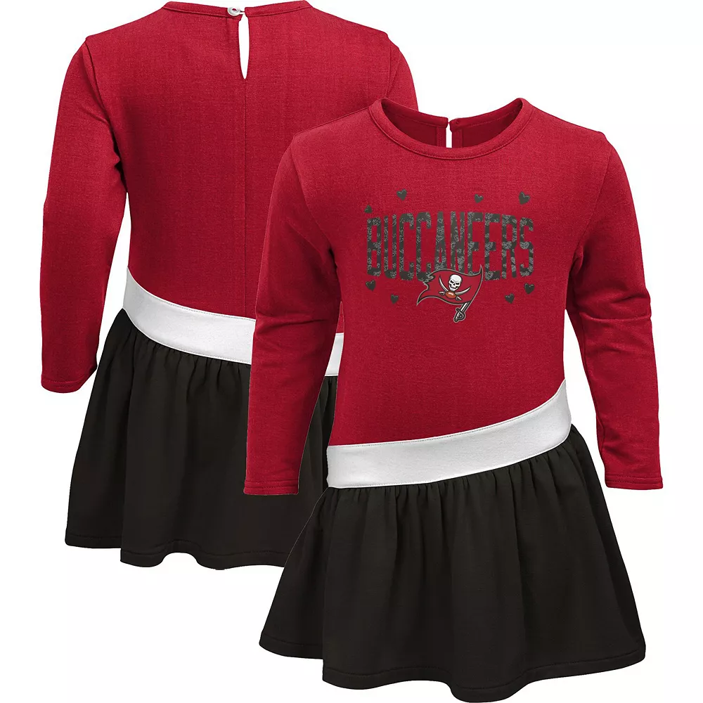 Girls Toddler Red/Black Tampa Bay Buccaneers Heart To Heart Jersey Tunic Dress 2 Girls Toddler Red/Black Tampa Bay Buccaneers Heart To Heart Jersey Tunic Dress - Image 2