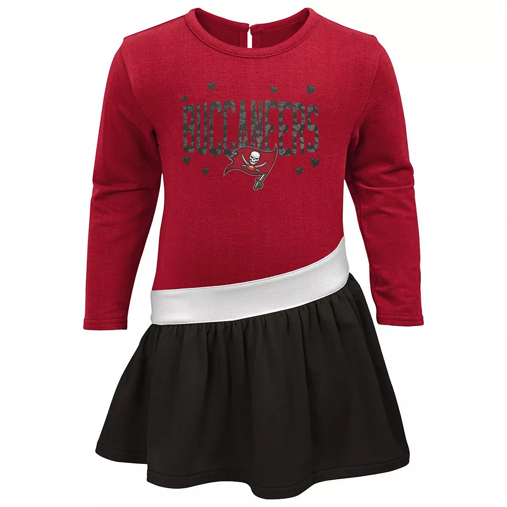 Girls Toddler Red/Black Tampa Bay Buccaneers Heart To Heart Jersey Tunic Dress 3 Girls Toddler Red/Black Tampa Bay Buccaneers Heart To Heart Jersey Tunic Dress - Image 3