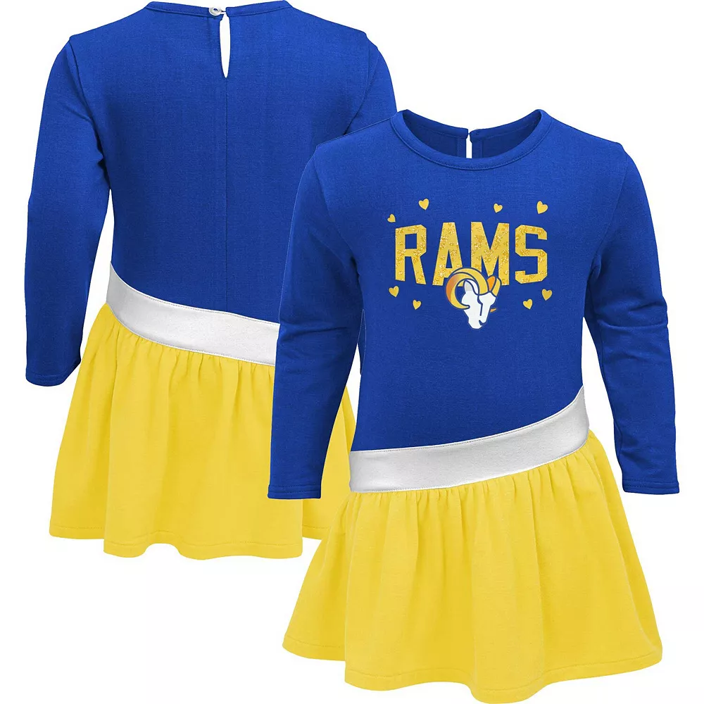 Girls Toddler Royal/Gold Los Angeles Rams Heart To Heart Jersey Tunic Dress 1 Girls Toddler Royal/Gold Los Angeles Rams Heart To Heart Jersey Tunic Dress