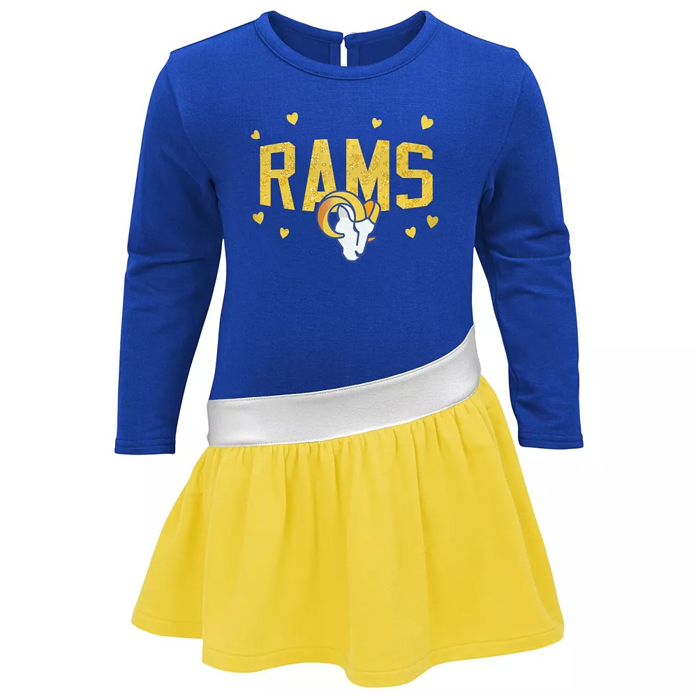 Girls Toddler Royal/Gold Los Angeles Rams Heart To Heart Jersey Tunic Dress 3 Girls Toddler Royal/Gold Los Angeles Rams Heart To Heart Jersey Tunic Dress - Image 3
