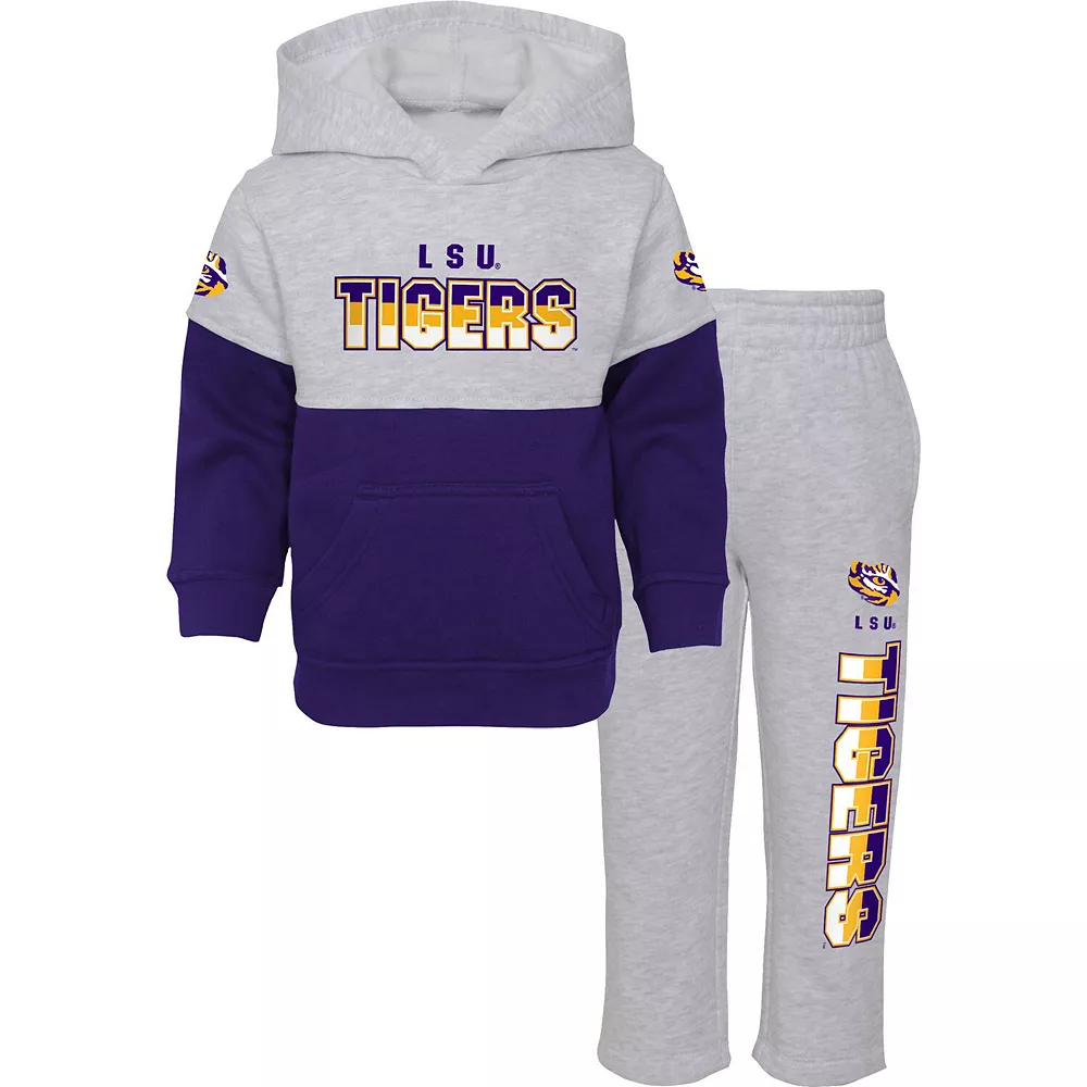 Toddler Heather Gray/Purple LSU Tigers Playmaker Pullover Hoodie & Pants Set 2 Toddler Heather Gray/Purple LSU Tigers Playmaker Pullover Hoodie & Pants Set - Image 2