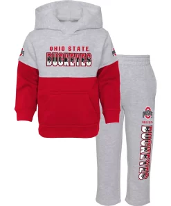 Toddler Heather Gray/Scarlet Ohio State Buckeyes Playmaker Pullover Hoodie & Pants Set