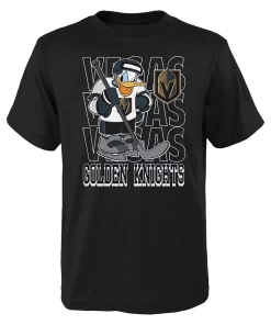 Youth Black Vegas Golden Knights Disney Donald Duck Three-Peat T-Shirt