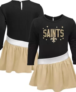Girls Toddler Black/Gold New Orleans Saints Heart To Heart Jersey Tunic Dress