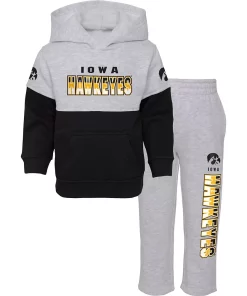 Toddler Heather Gray/Black Iowa Hawkeyes Playmaker Pullover Hoodie & Pants Set -MLB Shop 5982423 ALT