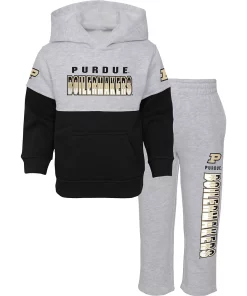 Toddler Heather Gray/Black Purdue Boilermakers Playmaker Pullover Hoodie & Pants Set