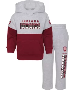 Toddler Heather Gray/Crimson Indiana Hoosiers Playmaker Pullover Hoodie & Pants Set