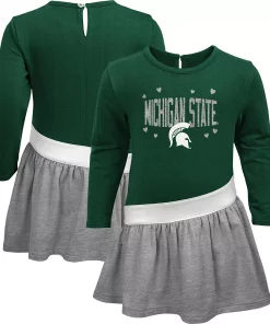 Alternative view of Toddler Green Michigan State Spartans Heart to Heart French Terry Dress