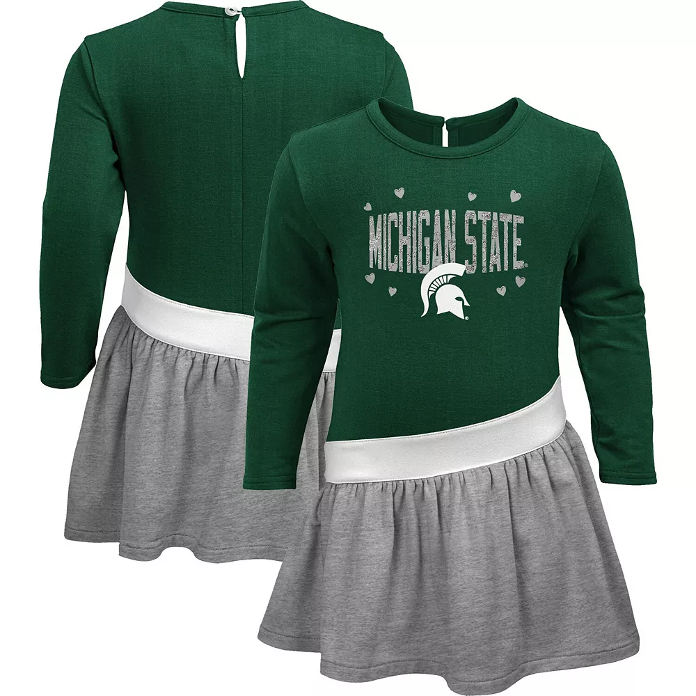 Toddler Green Michigan State Spartans Heart to Heart French Terry Dress 2 Toddler Green Michigan State Spartans Heart to Heart French Terry Dress - Image 2