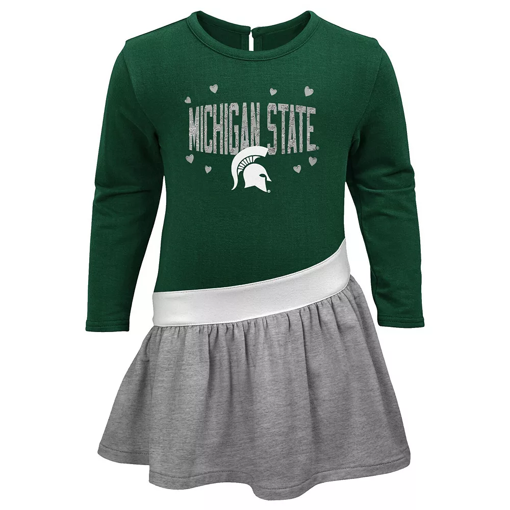 Toddler Green Michigan State Spartans Heart to Heart French Terry Dress 3 Toddler Green Michigan State Spartans Heart to Heart French Terry Dress - Image 3