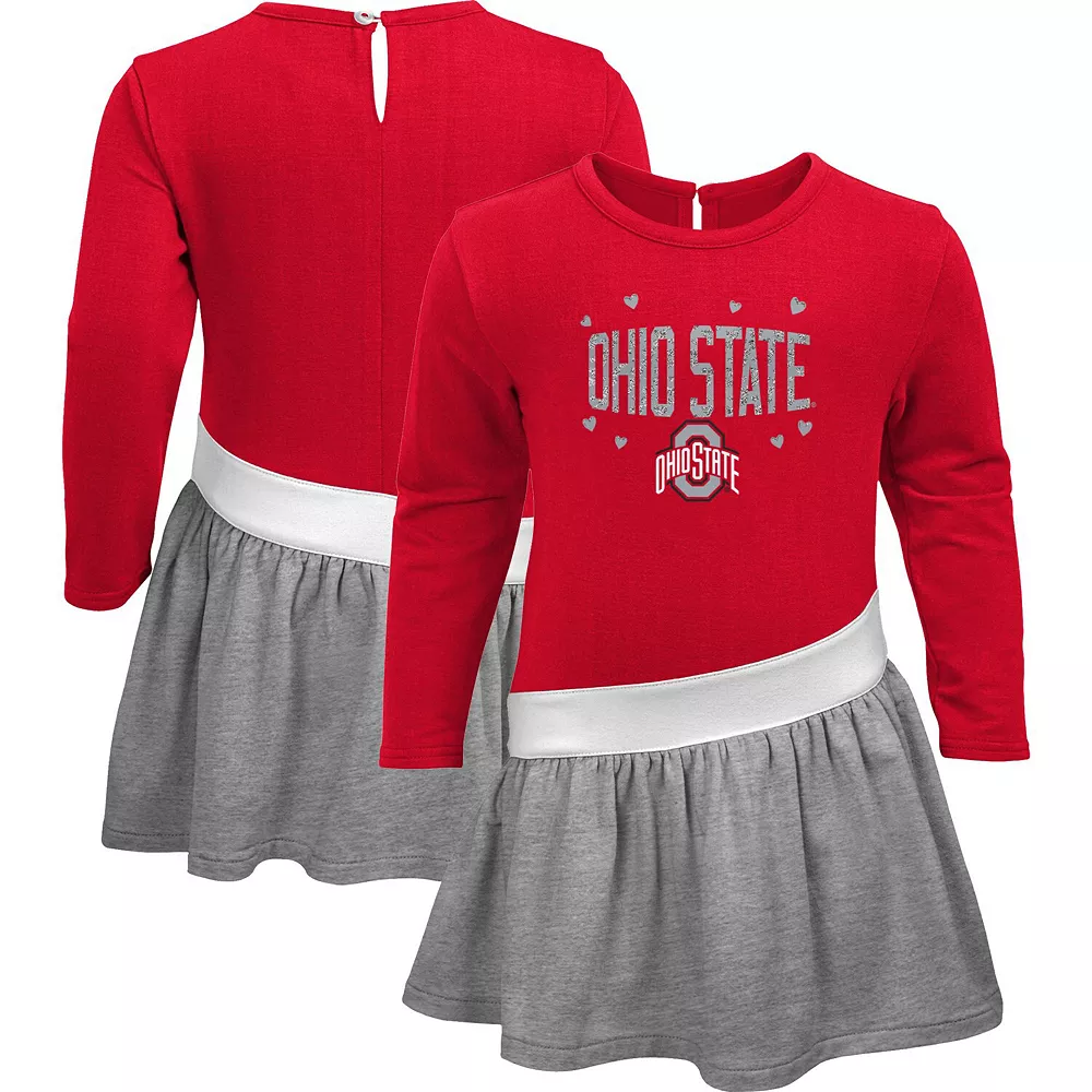Toddler Scarlet Ohio State Buckeyes Heart to Heart French Terry Dress 1 Toddler Scarlet Ohio State Buckeyes Heart to Heart French Terry Dress