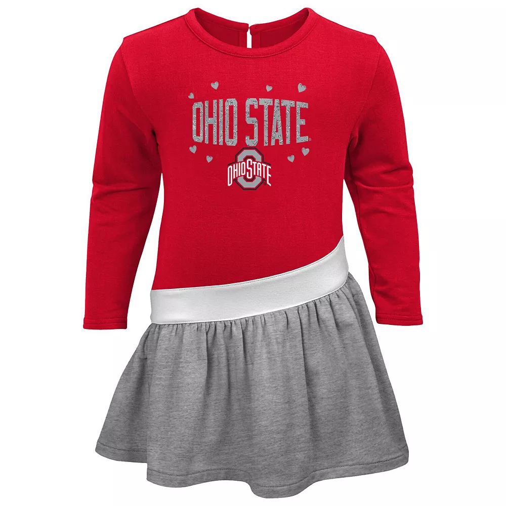 Toddler Scarlet Ohio State Buckeyes Heart to Heart French Terry Dress 3 Toddler Scarlet Ohio State Buckeyes Heart to Heart French Terry Dress - Image 3