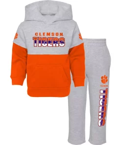 Toddler Heather Gray/Orange Clemson Tigers Playmaker Pullover Hoodie & Pants Set -MLB Shop 5983031 ALT