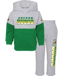 Toddler Heather Gray/Green Oregon Ducks Playmaker Pullover Hoodie & Pants Set